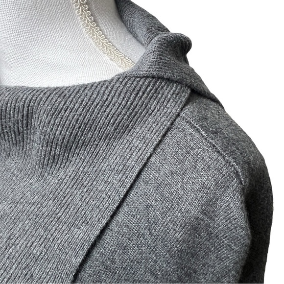 Vince Camuto Foldover Split Neck Short Sleeve Tunic Sweater Gray Women's Large - Picture 6 of 13